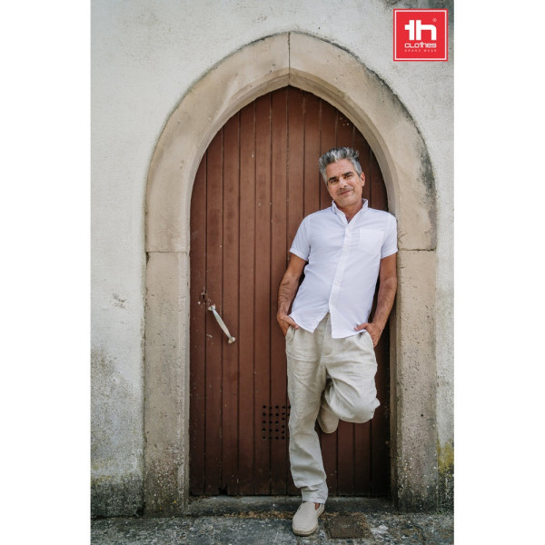 THC LONDON WH. Herenhemd met korte mouwen. Witte kleur